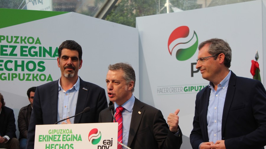 Urkullu pide a los guipuzcoanos que le votaron que confíen ahora en “el cambio seguro” que Goia traerá a Donostia y Olano a Gipuzkoa