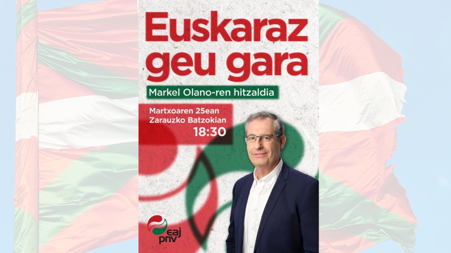 Charla de Markel Olano sobre la situación política en Euskadi en el Batzoki de Zarautz el 25 de marzo