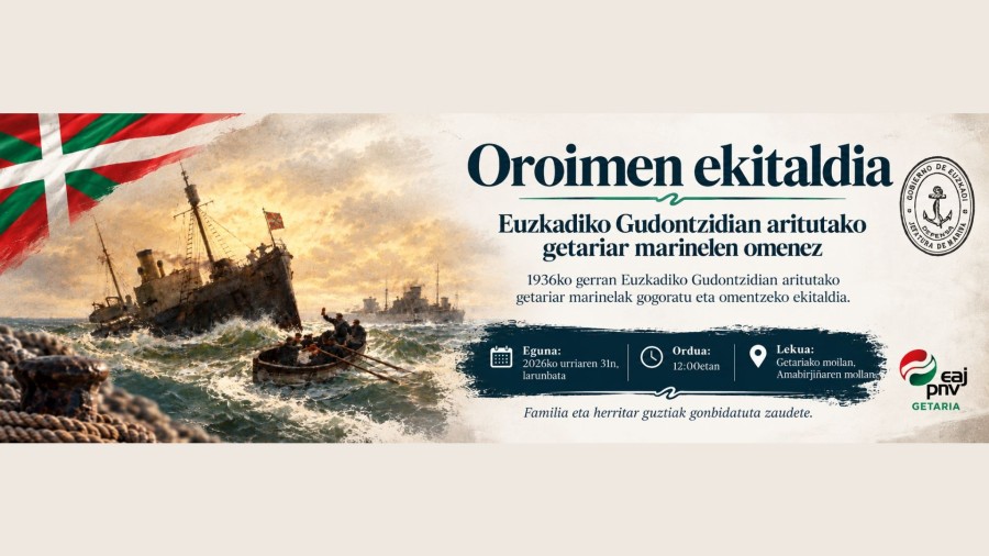 Getariako EAJ-PNVk Euzkadiko Gudontzidian aritutako getariar marinelak omenduko ditu urriaren 31n